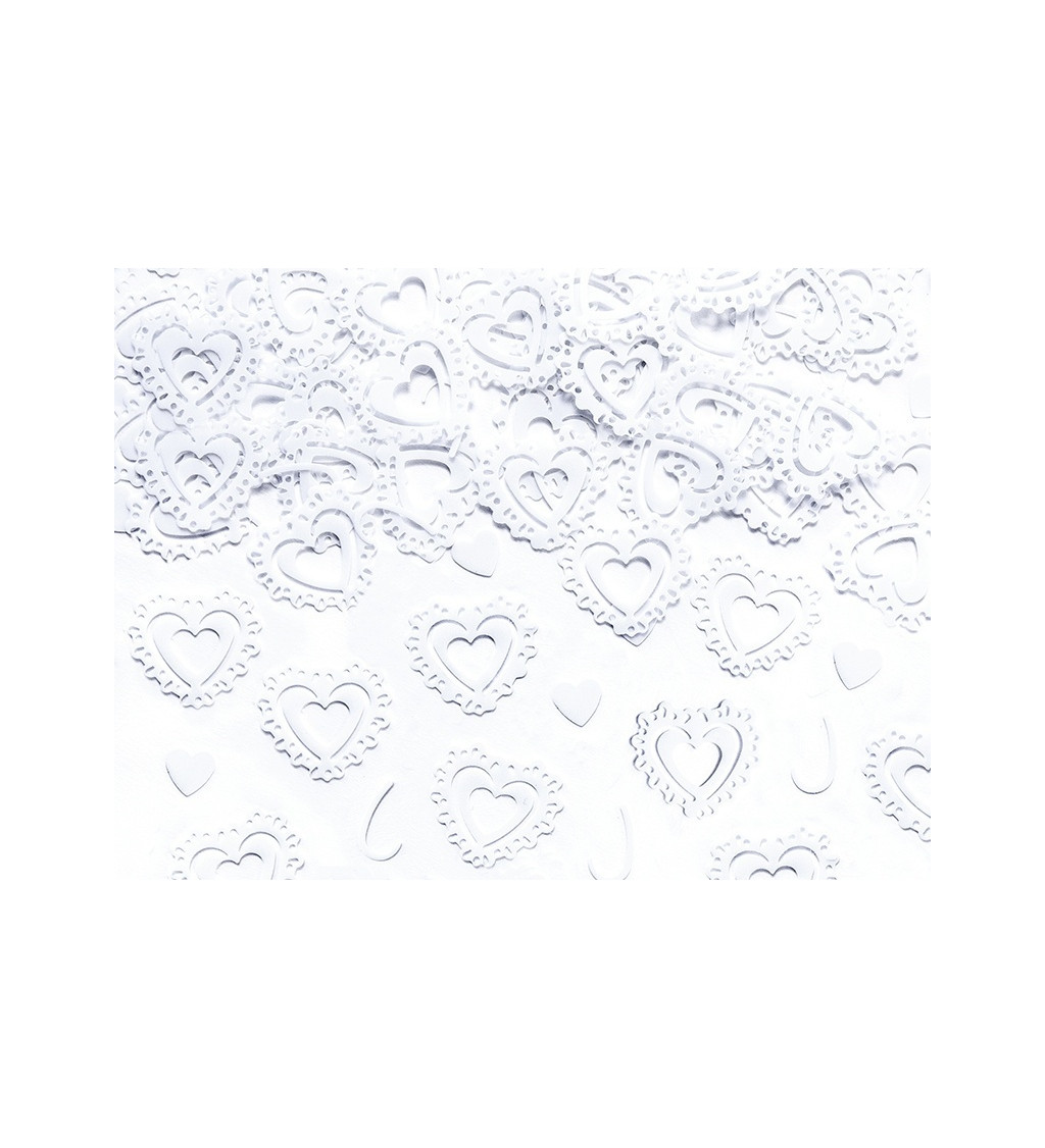 Konfety - Vzorovaná srdíčka, bílá