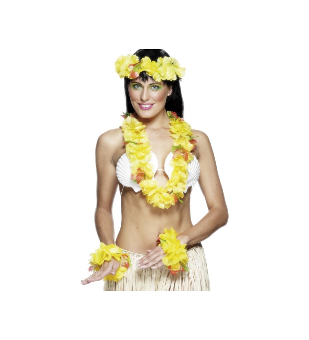 Havajská sada věnců - žlutá