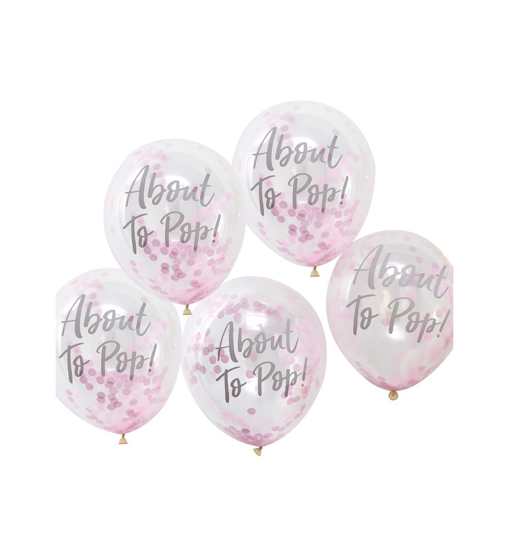 Bílé balónky s růžovýmy konfetamy - About the pop