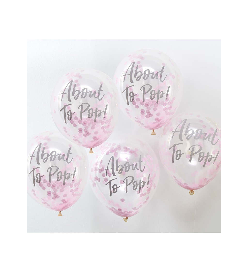 Bílé balónky s růžovýmy konfetamy - About the pop
