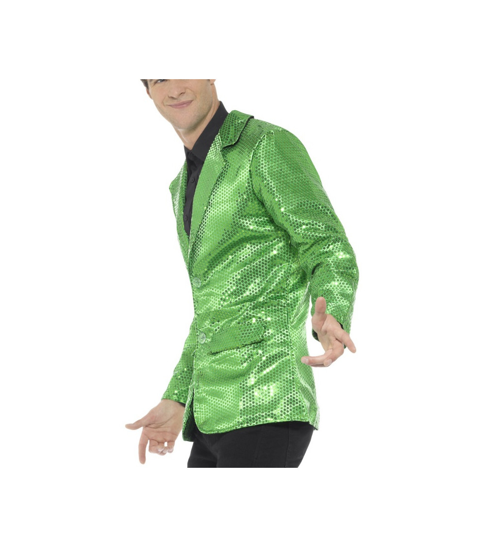 Zelené pánské sako s flitry