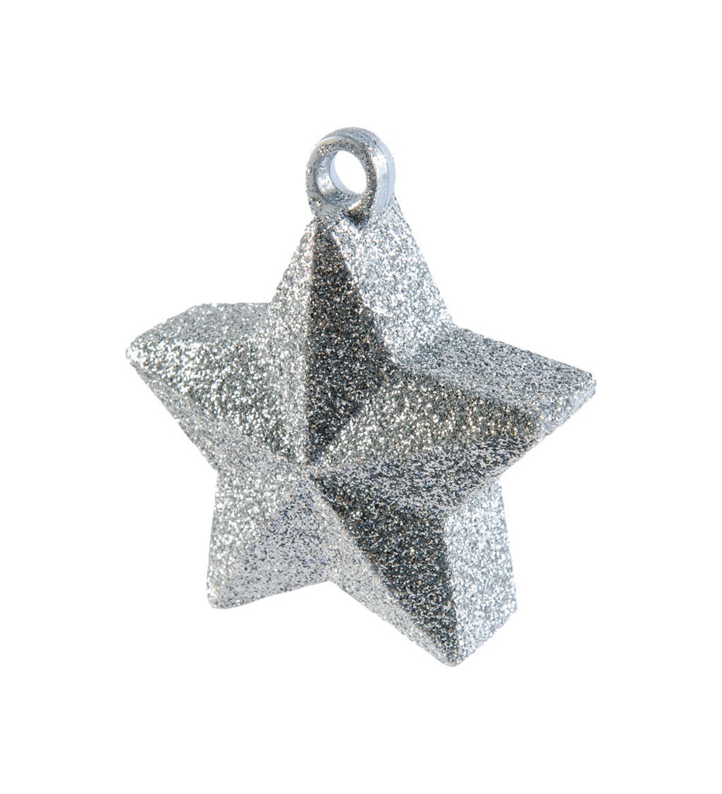 Těžítko na balonky - stříbrná glitter hvězda