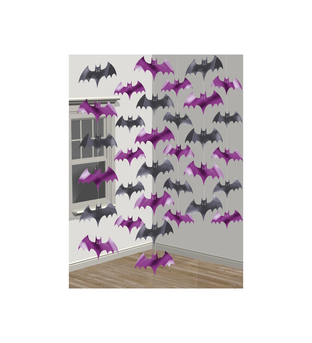 Závěsná dekorace v řadě - netopýři