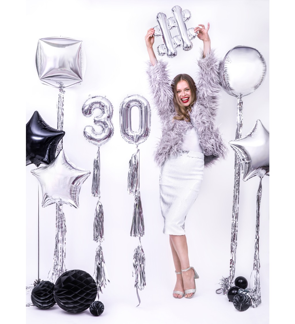 Balónkové závaží - stříbrné střapce