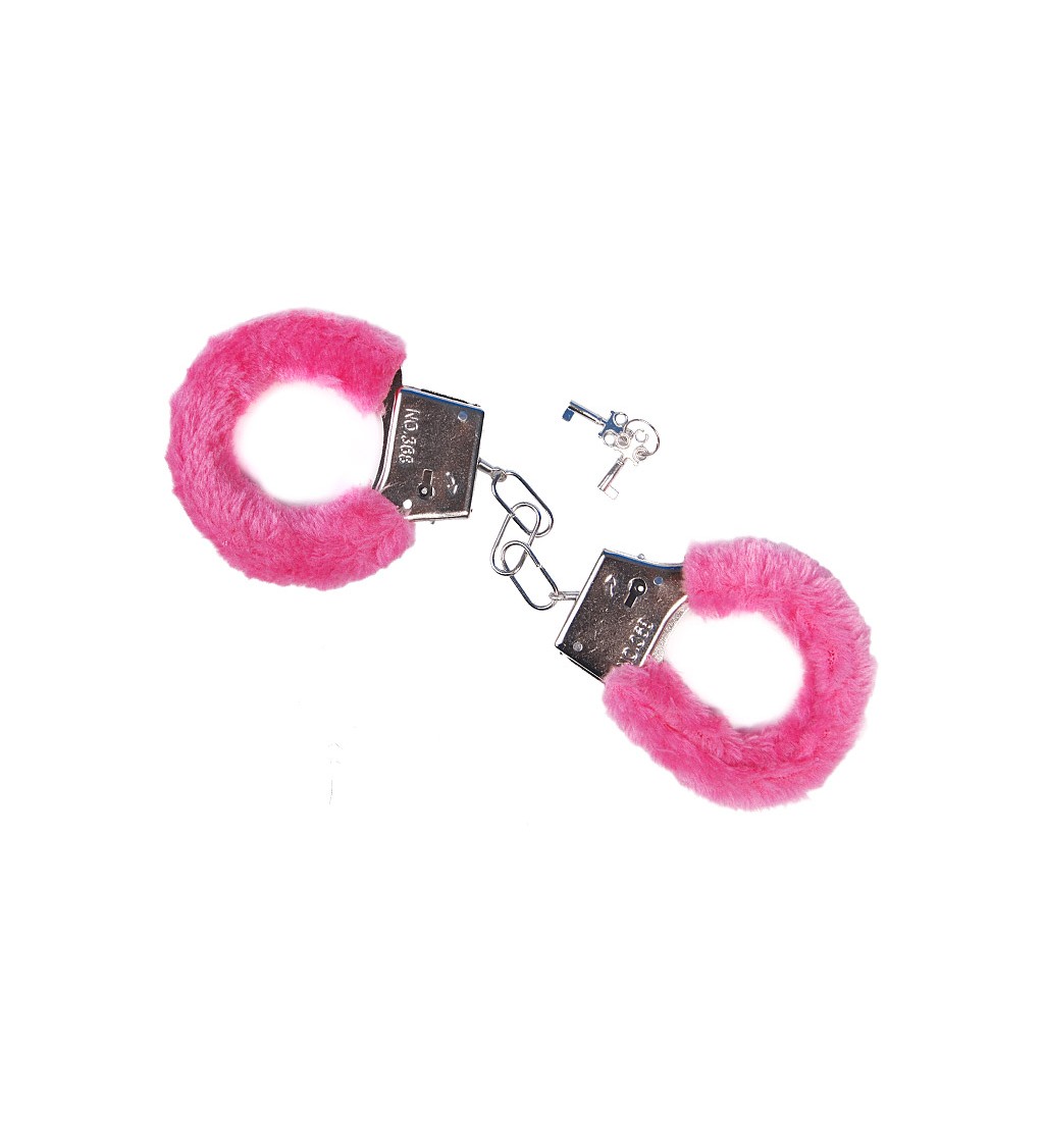 Pouta s kožíškem - tmavě růžová