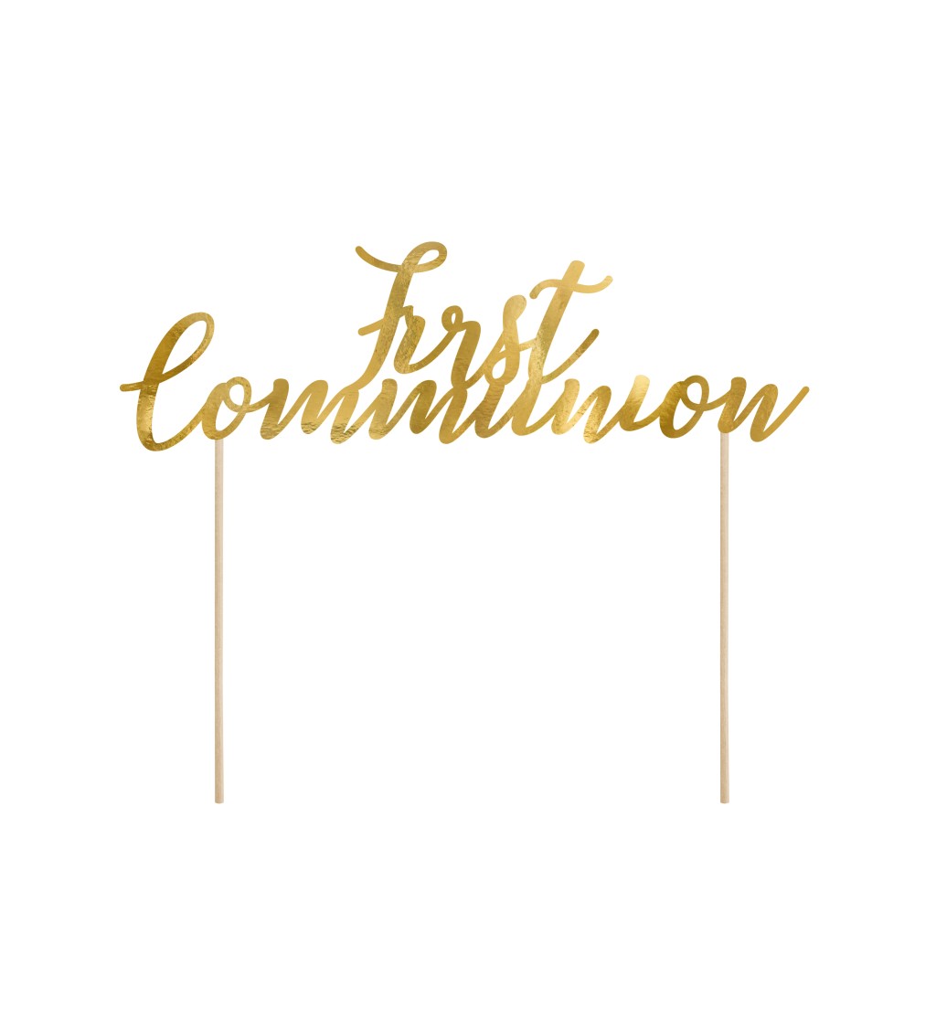 Ozdoba na dort - First Communion zlatá