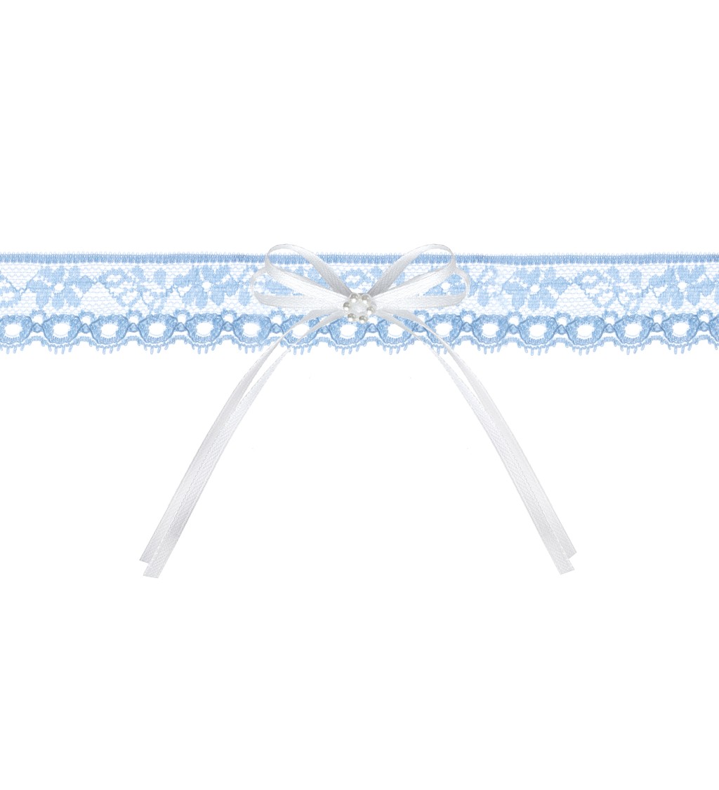 Podvazek pro nevěstu krajkový - modrý II