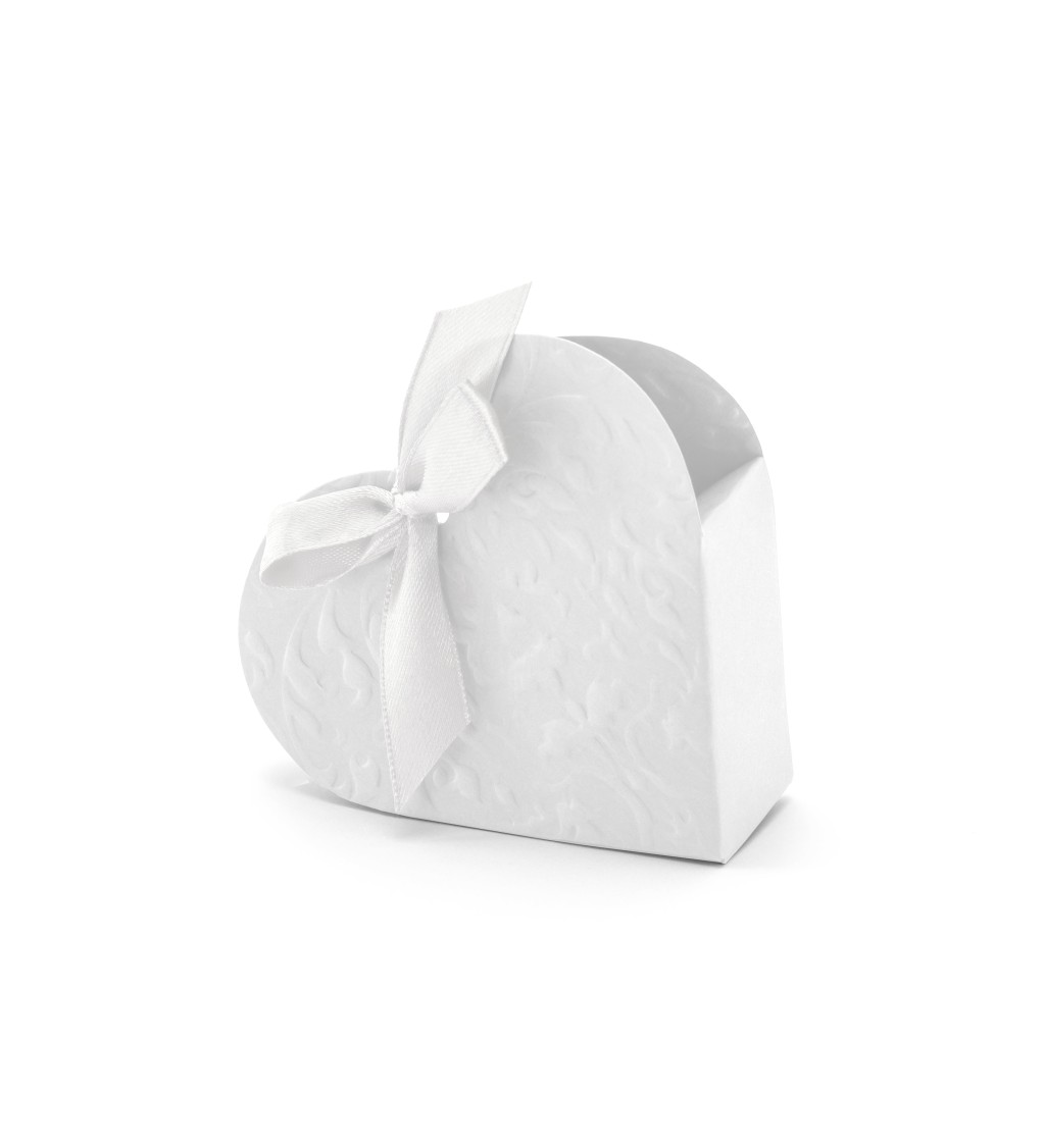 Dárková krabička - Bílá, srdíčko, 10 ks