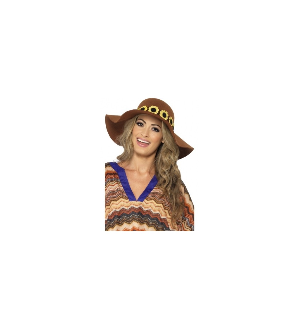 Klobouk - Hippie, se slunečnicemi