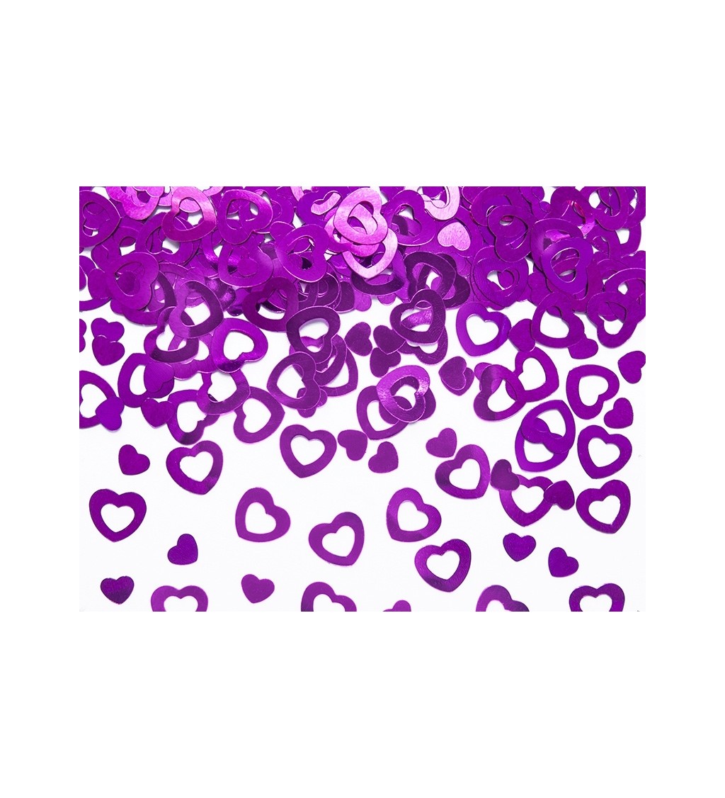 Konfety motiv fialová srdíčka