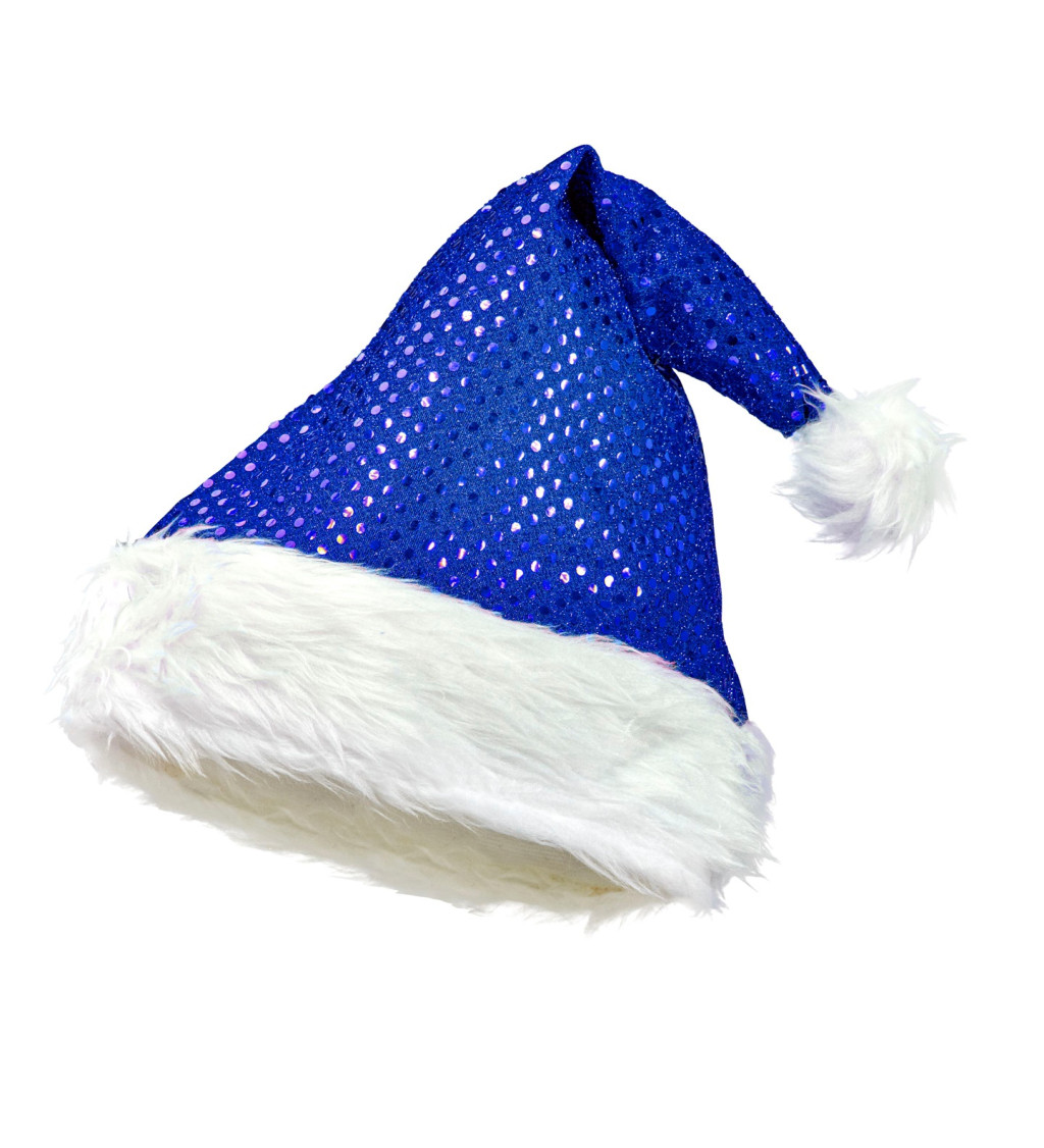 Santova čepice - glitter modrá
