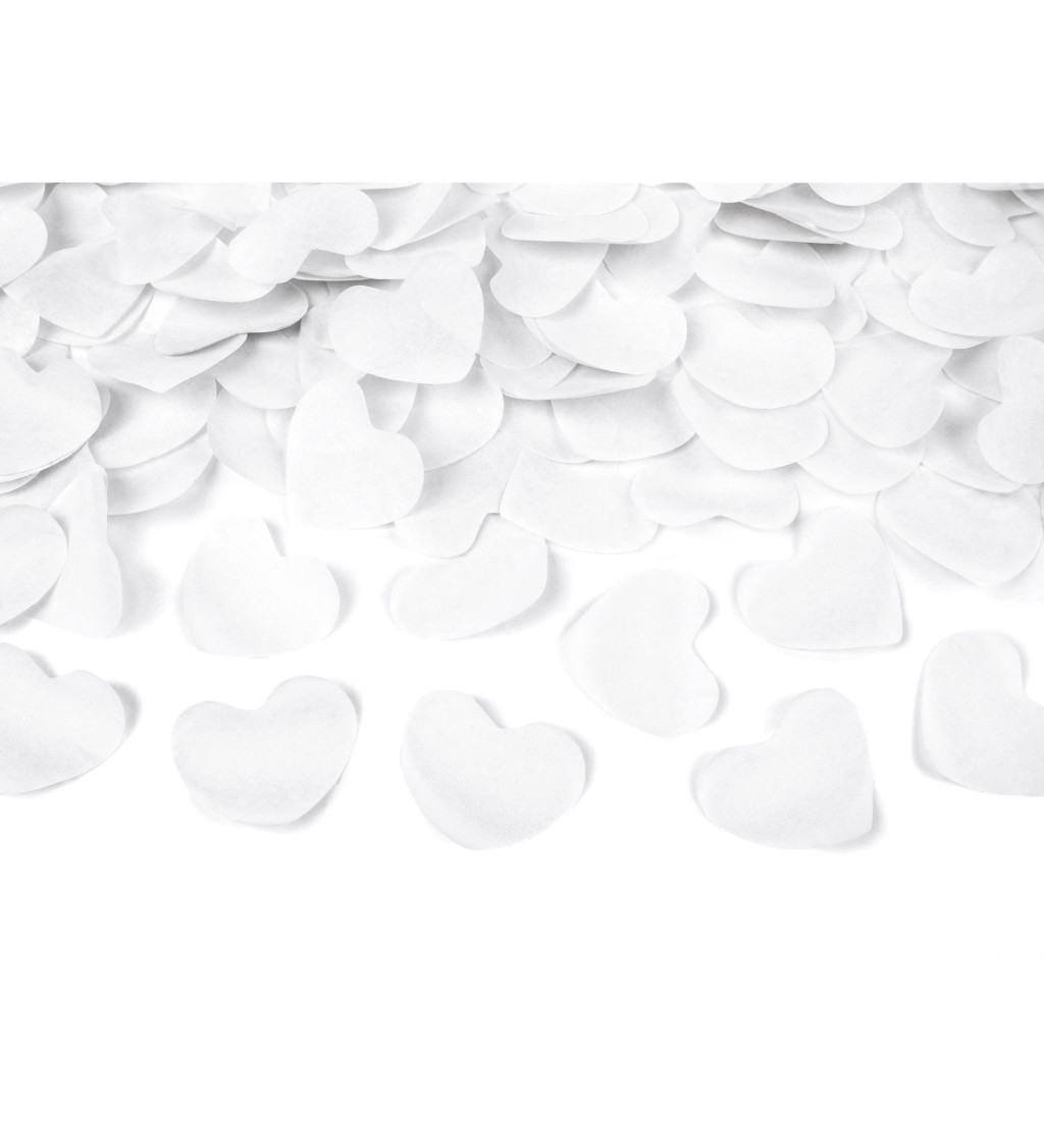 Vystřelovací konfety - Srdíčka bílá