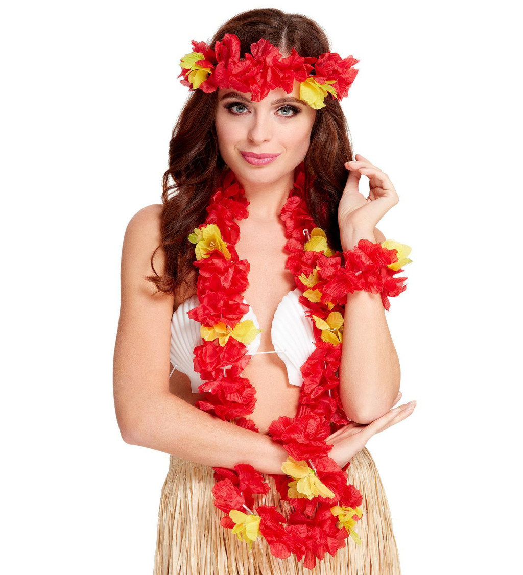Havajská sada věnců - červená