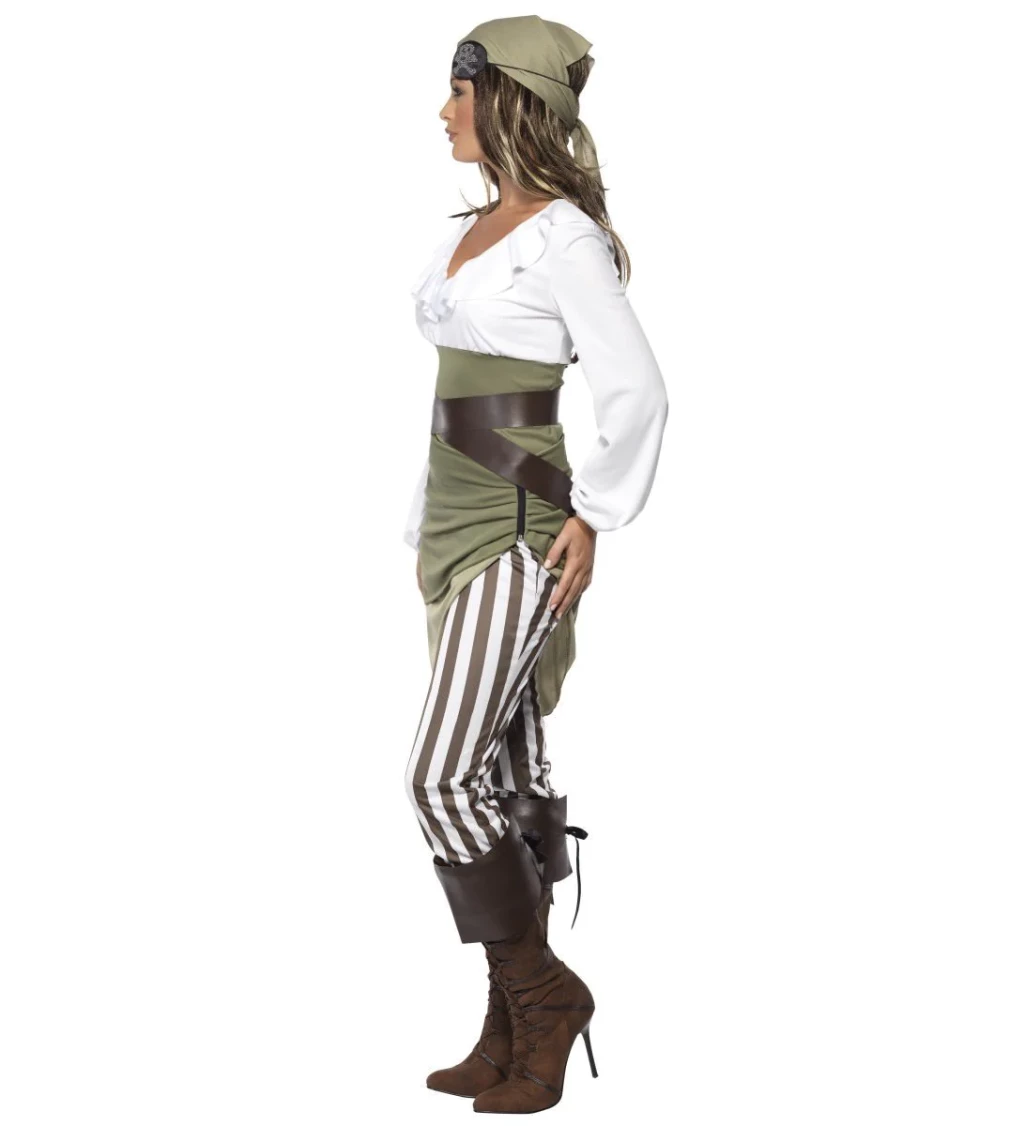 Kostým Pirátka s pruhovanými legíny