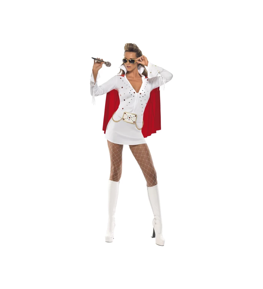 Dámský kostým - Elvis, bílo-červený