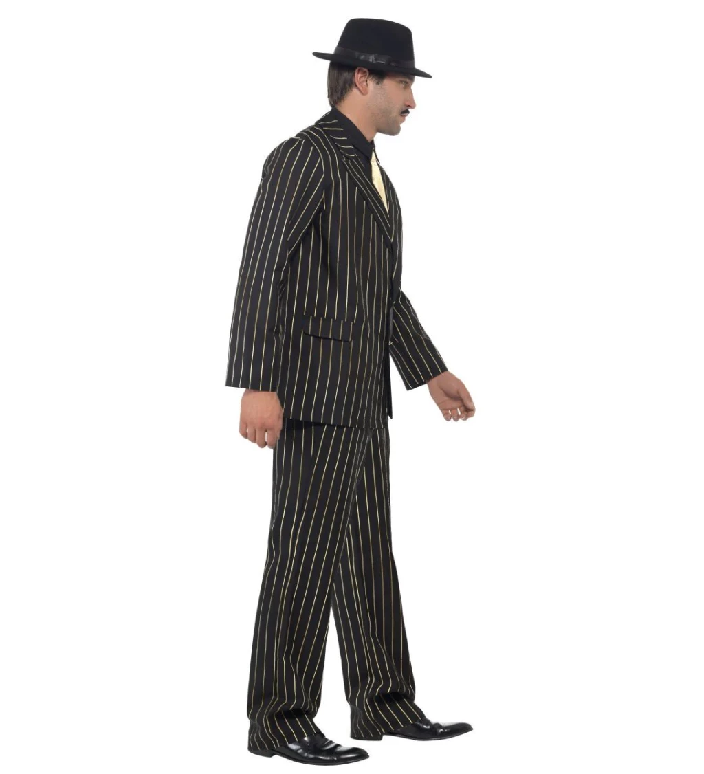 Pánský kostým - Gangster, Černo-zlatý oblek