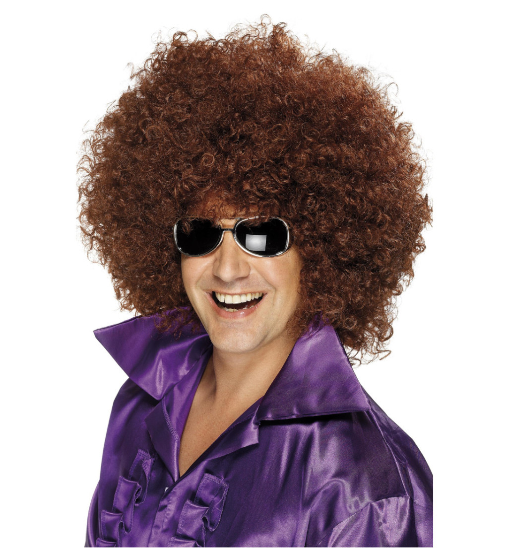 Paruka - Afro, velké, hnědé