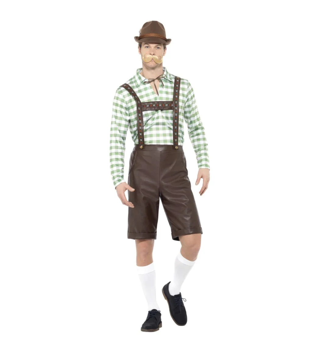 Pánský bavorský kostým - zeleno-hnědý