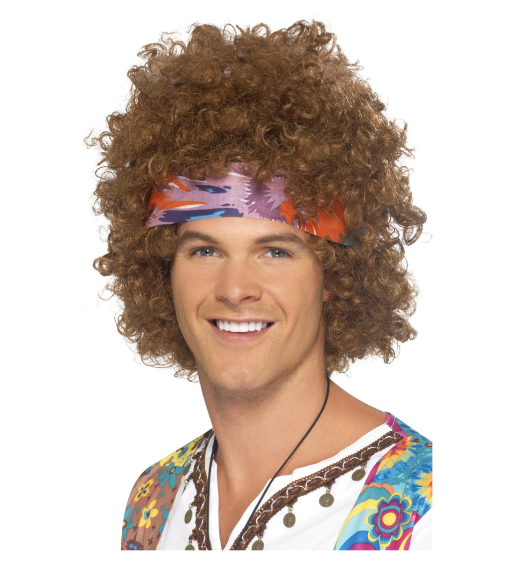 Paruka - Afro, hippie, hnědé