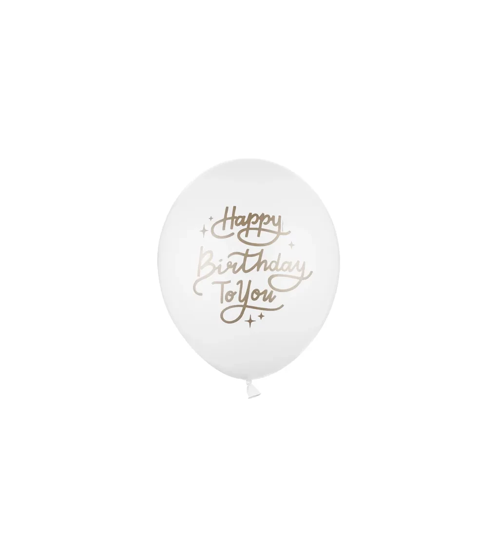 Pastelově bílé balónky Happy Birthday To You