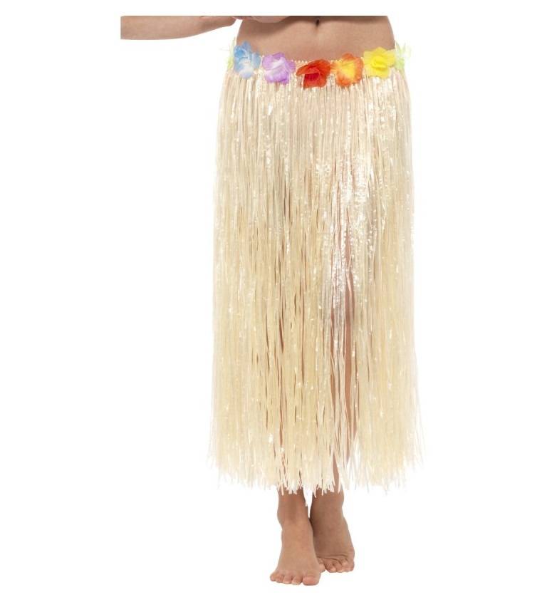Havajská sukně s třásněmi - přírodní