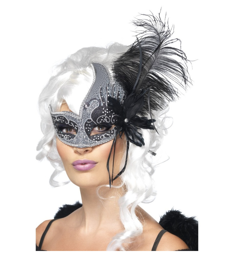 Maska - Černo-stříbrná škraboška