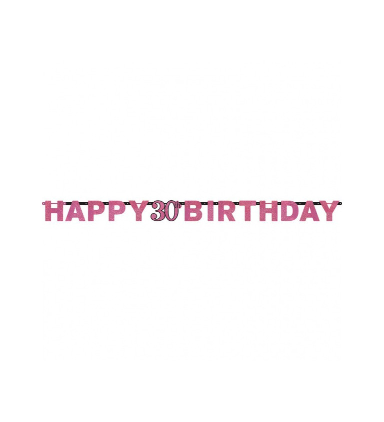 Růžový banner – Happy 30th birthday