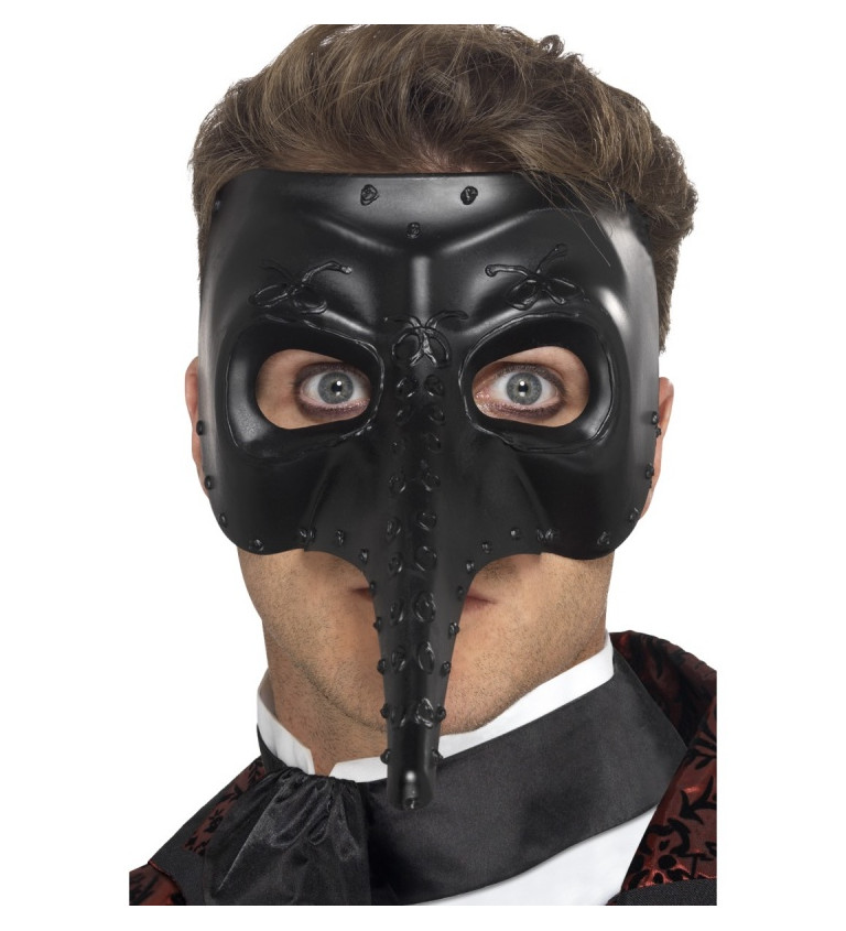 Maska - Benátská s nosem, černá