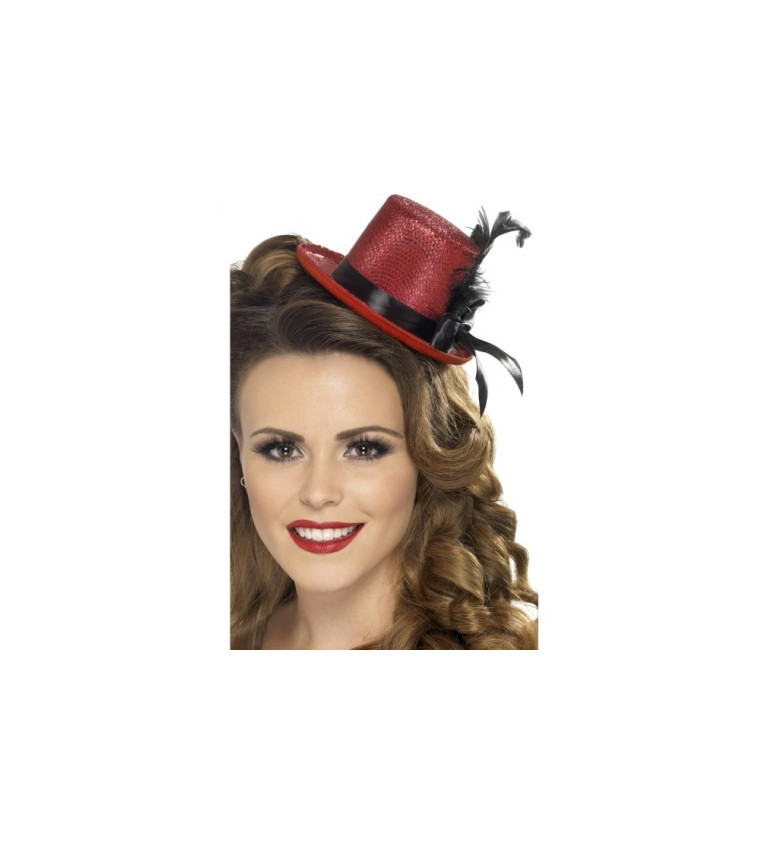 Malý klobouček na gumičce - Červeno-černý