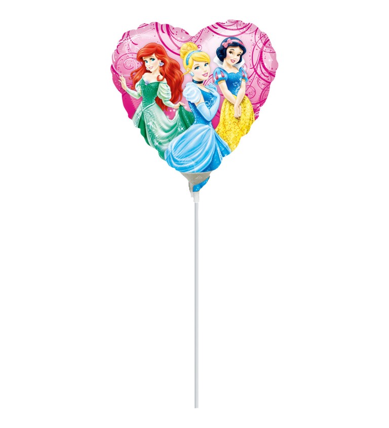 Fóliový balónek srdce - Disney princezny