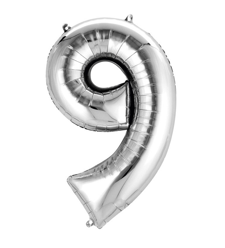 Balónek velký stříbrný - číslo 9