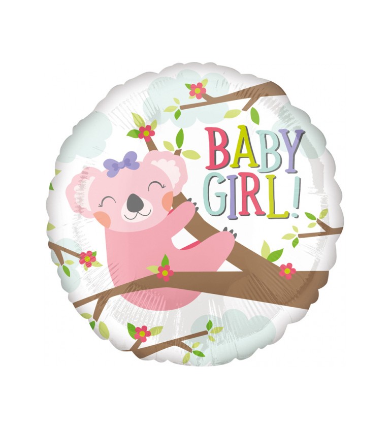 Fóliový balónek - koala - baby girl