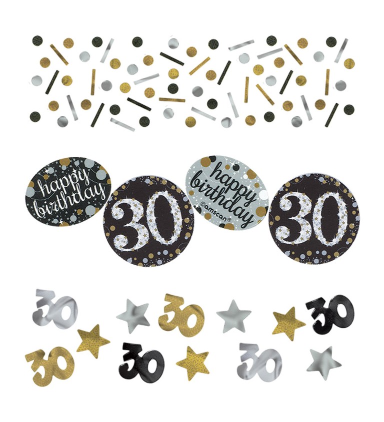 Balení zlato stříbrných narozeninových konfet - 30