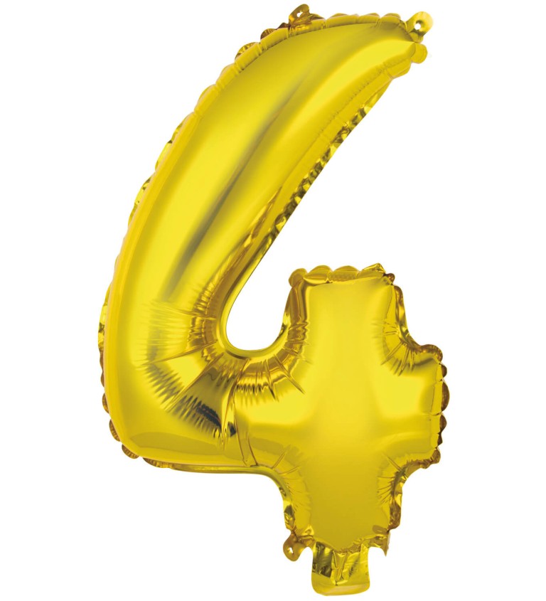 Mini fóliový balónek číslo 4 - zlatý