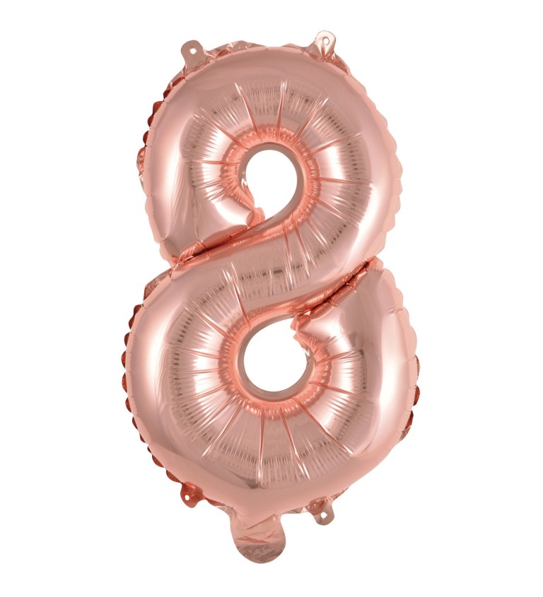 Mini fóliový balónek číslo 8 - rose gold