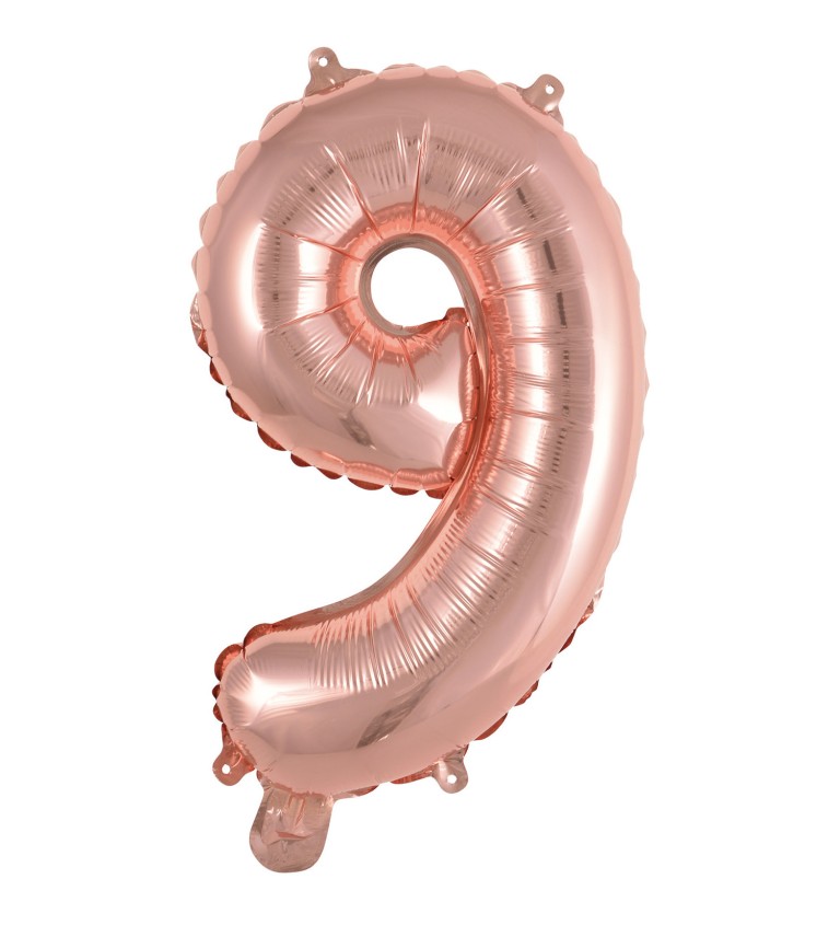 Mini fóliový balónek číslo 9 - rose gold