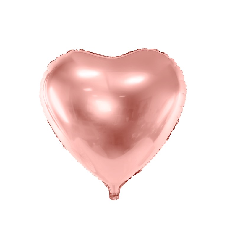 Srdíčkový fóliový balónek - růžové zlato