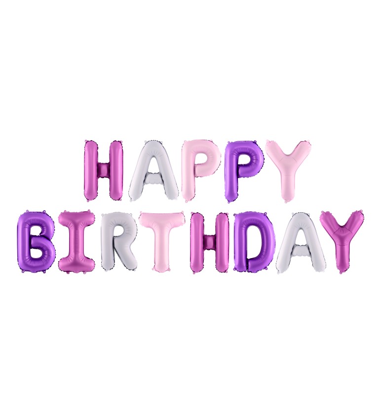 Fóliový balónek nápis Happy Birthday - fialový