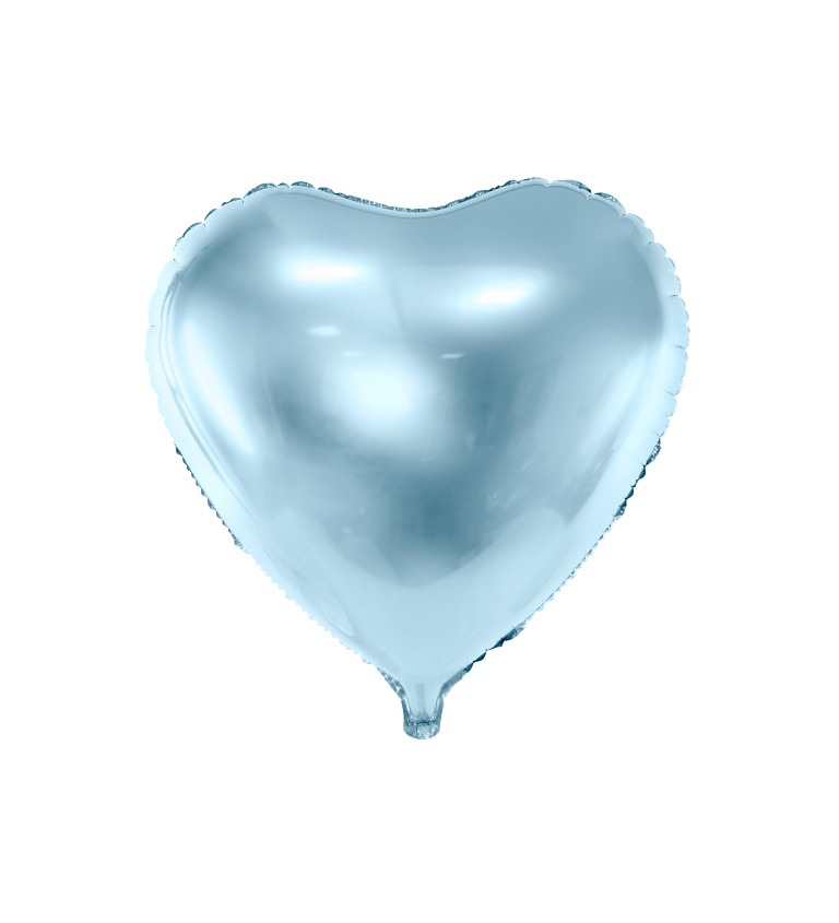 Metalicky světle modré srdce - fóliový balónek
