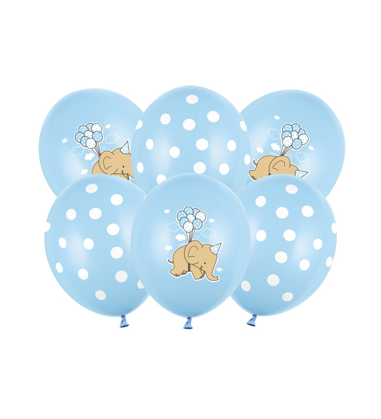 Balónek - Slon s puntíky 50ks, modrý