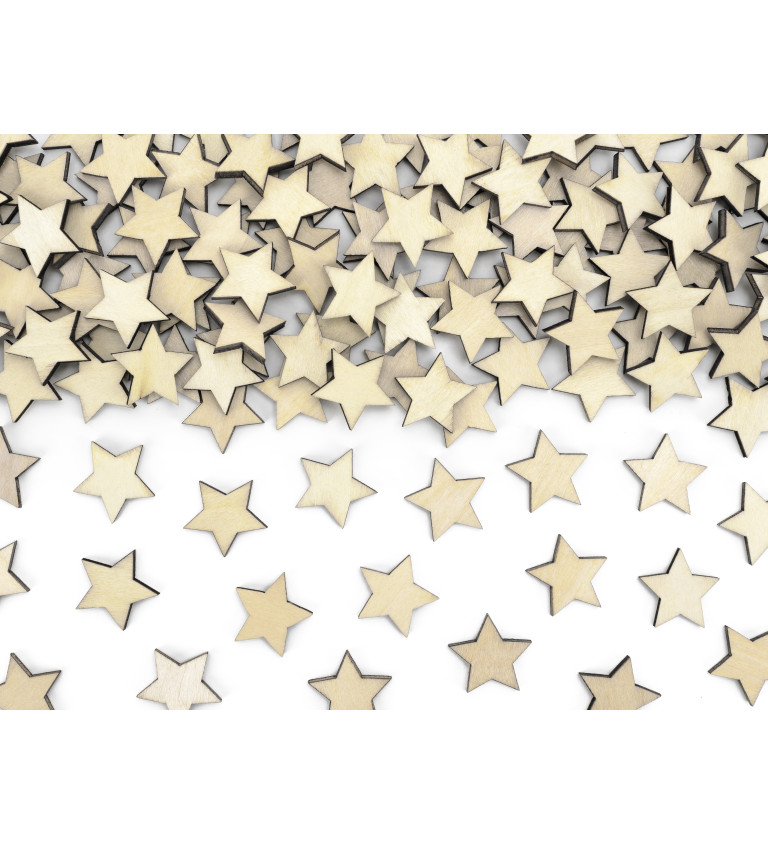Dřevěné konfetové hvězdičky