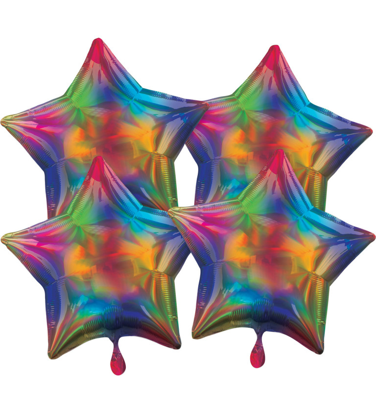 Duhově pastelové hvězdy fóliové balónky II