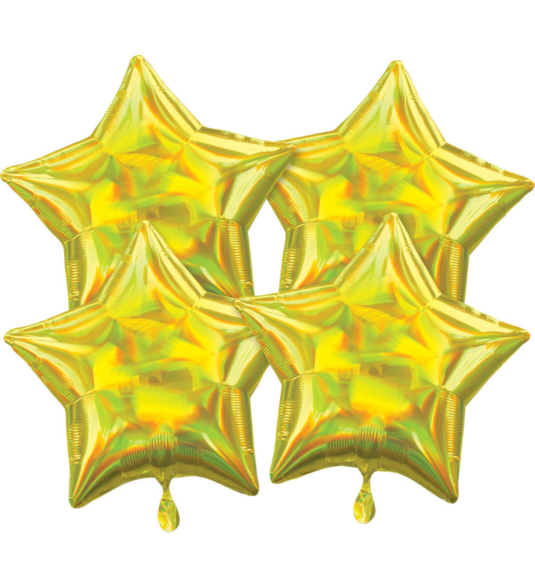 Duhově žluté hvězdy fóliové balónky