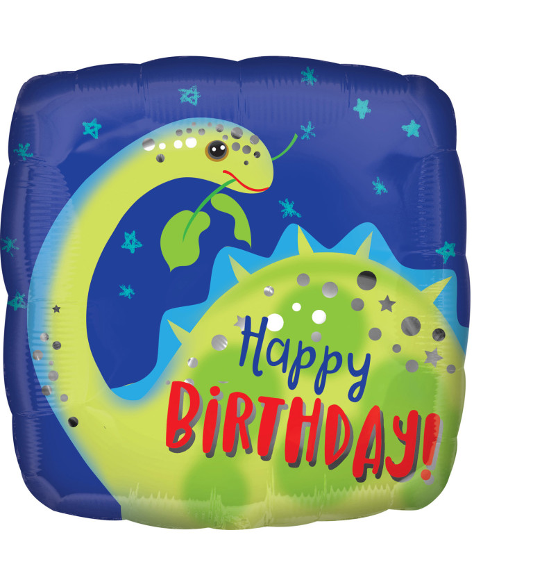 Fóliový balónek s Brontosaurem - Happy Birthday