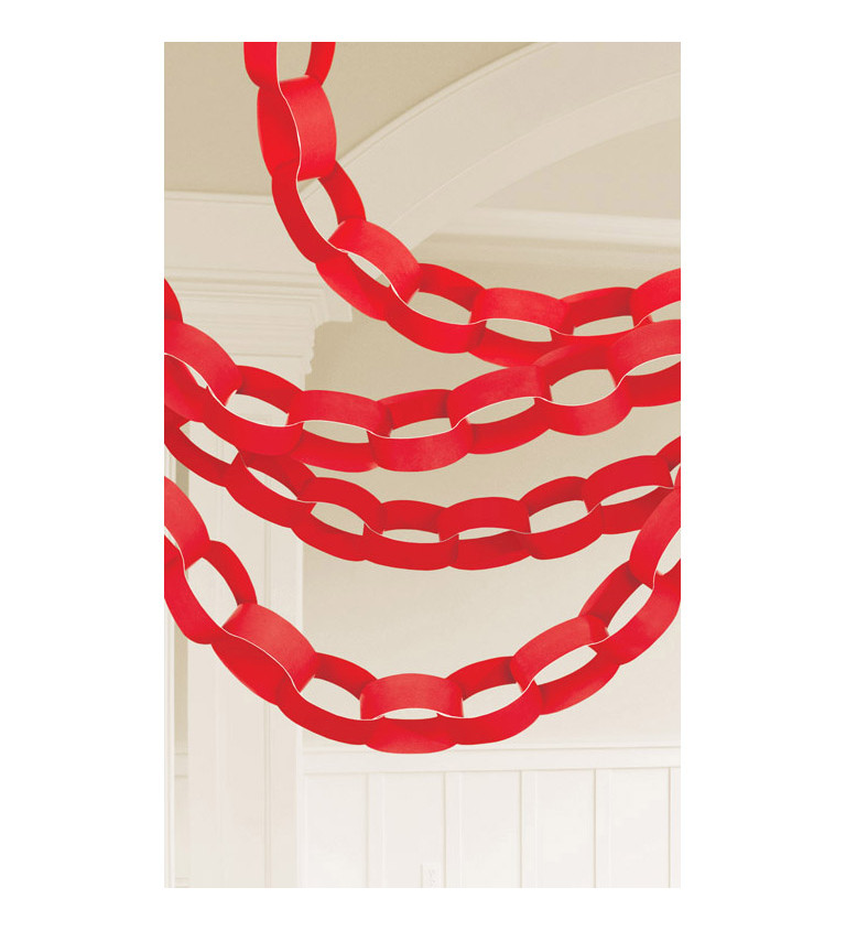 Girlanda - červený papírový řetěz