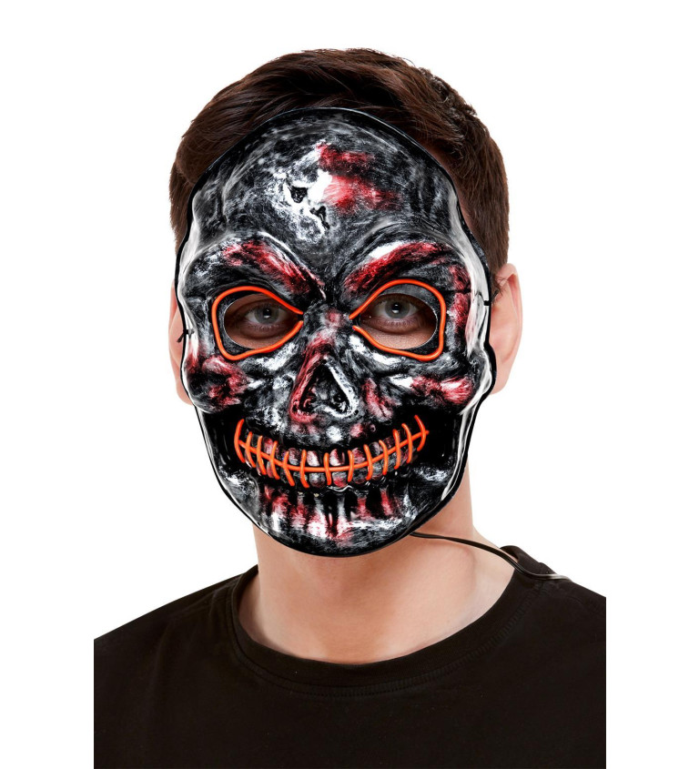 Šedo-červená maska Skeleton