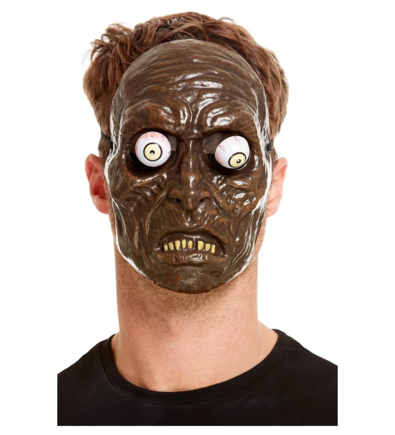 Hnědá vykulená zombie maska