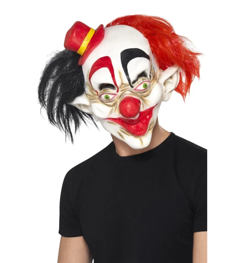 Cerveno černá maska strašidelného klauna